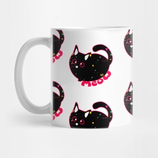 Meow Pattern with Repeating Black Cat Mug